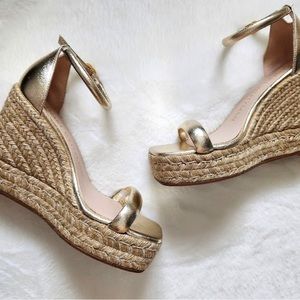 Stuart Weitzman Gold wedge sandals